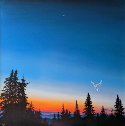 Peisaj „The First Angel”, ulei pe pânză, 60 x 60 cm.